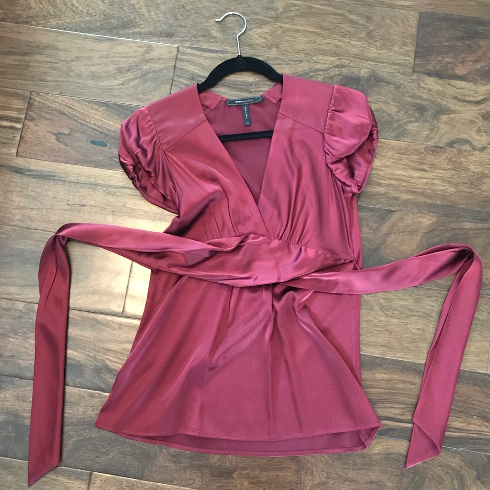 BCBGMaxAzria burgundy silk blouse